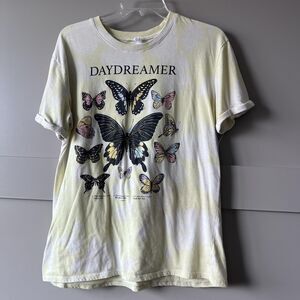 No Boundaries Daydreamer Butterfly Shirt Womens Large Yellow Tie Dye Graphic